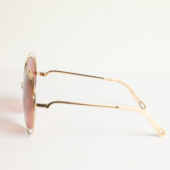 CHLOE Oversize Gold and Pink Carlina Petite Gradient Sunglasses w/ Case - Picture 4 of 10